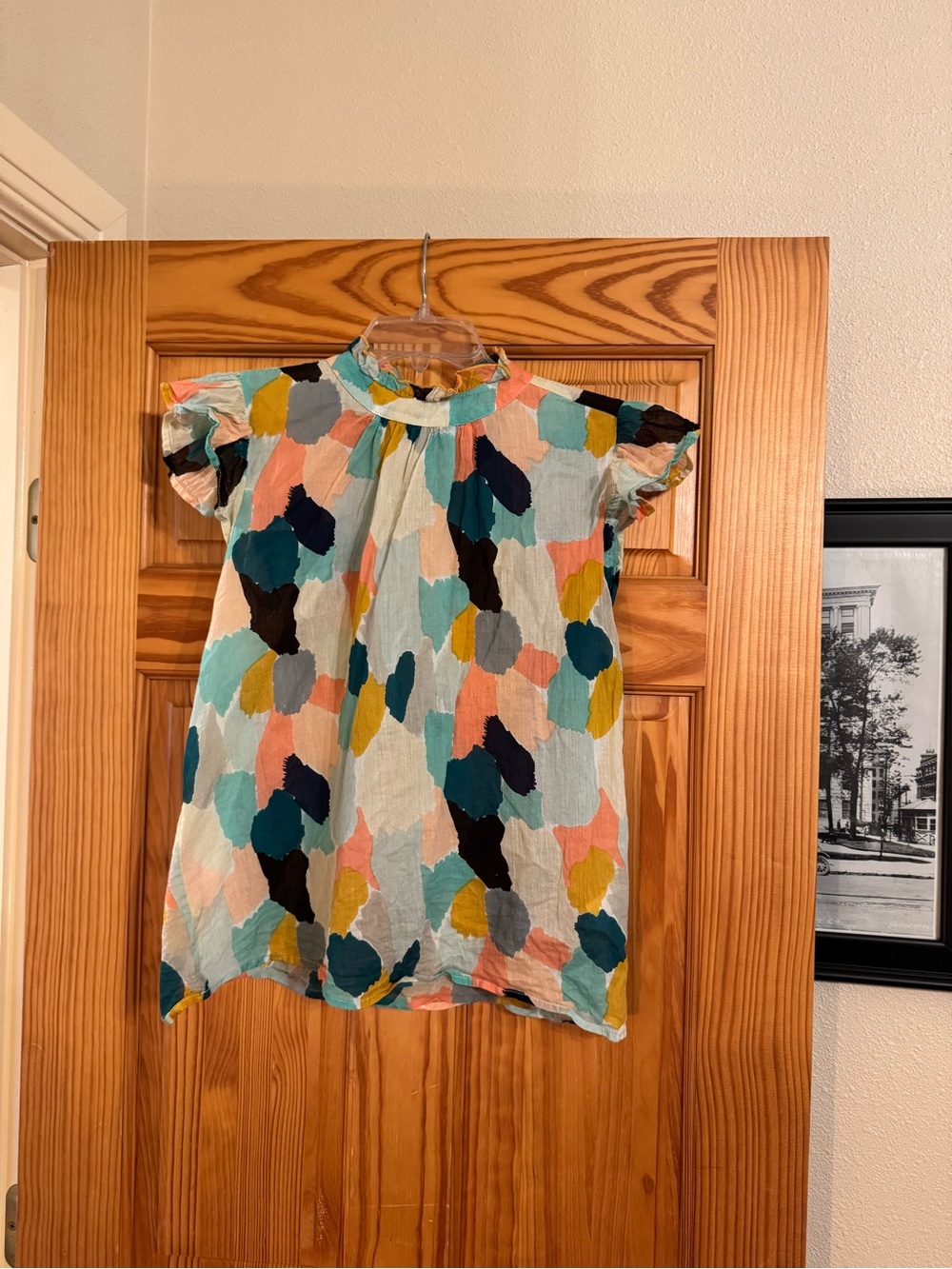 THML Multicolor Abstract Dot Short Sleeve Blouse